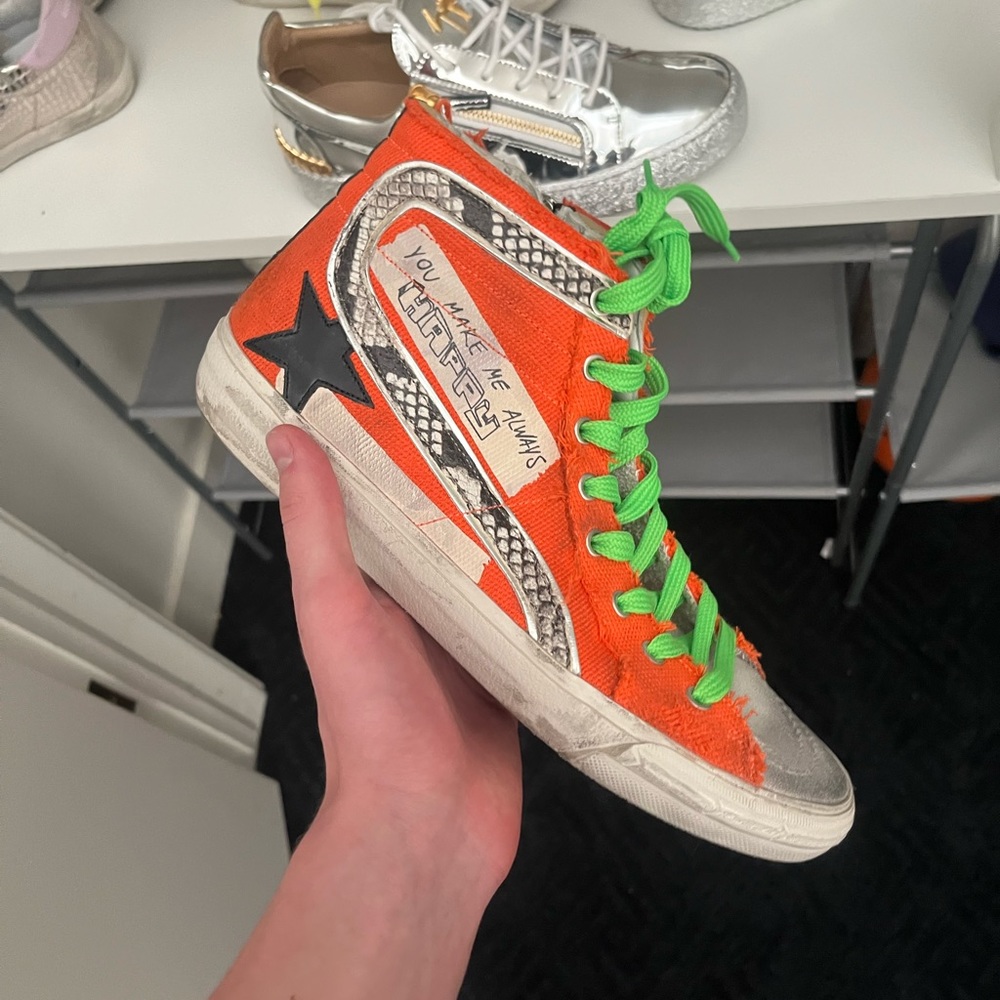 Orange golden goose shoes size 41